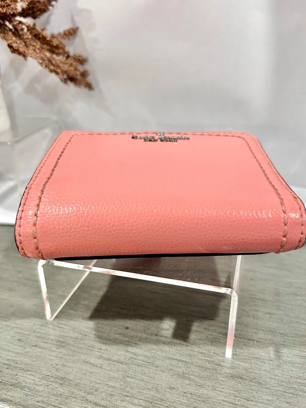 Kate Spade Peach/ Coral Leather Zip Wallet